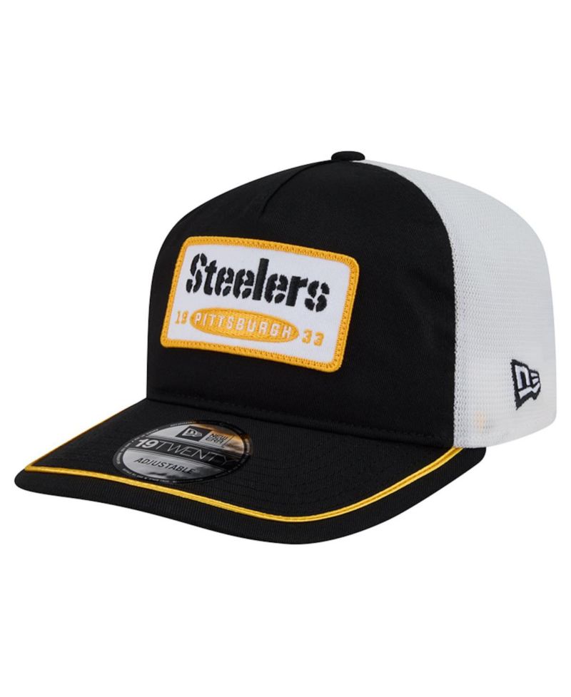 Men's Black/White Pittsburgh Steelers Patch 19TWENTY Adjustable Hat