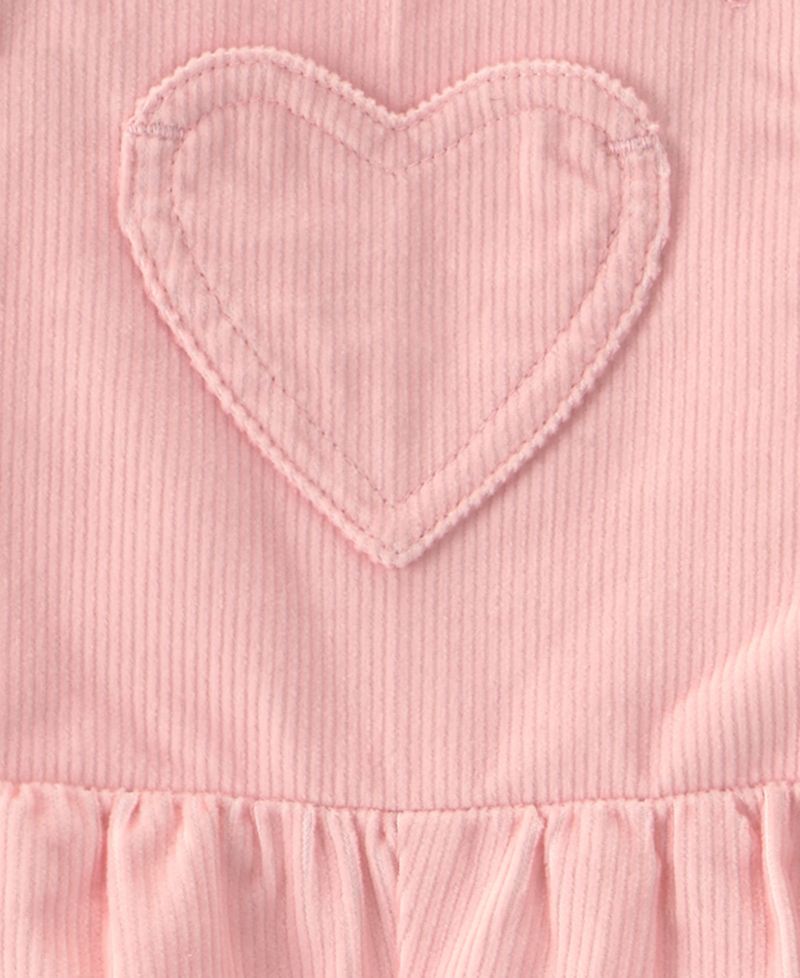 Baby Girls' Crewneck T-Shirt and Heart Corduroy Overall, 2-Piece Set