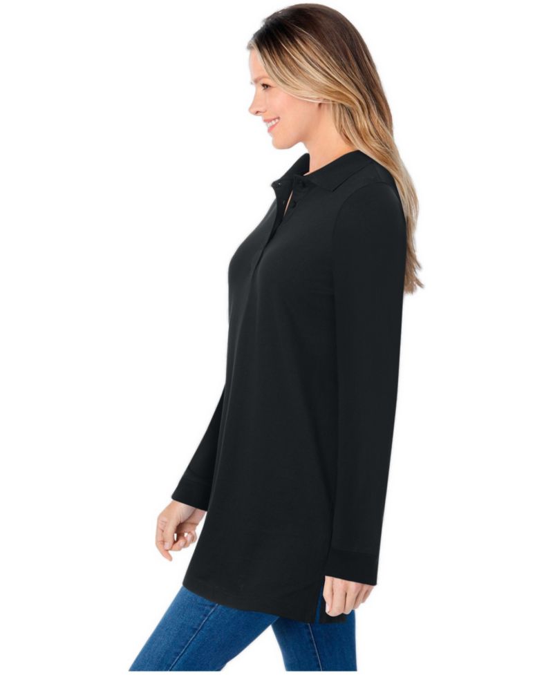 Women's Plus Size Long-Sleeve Polo Shirt