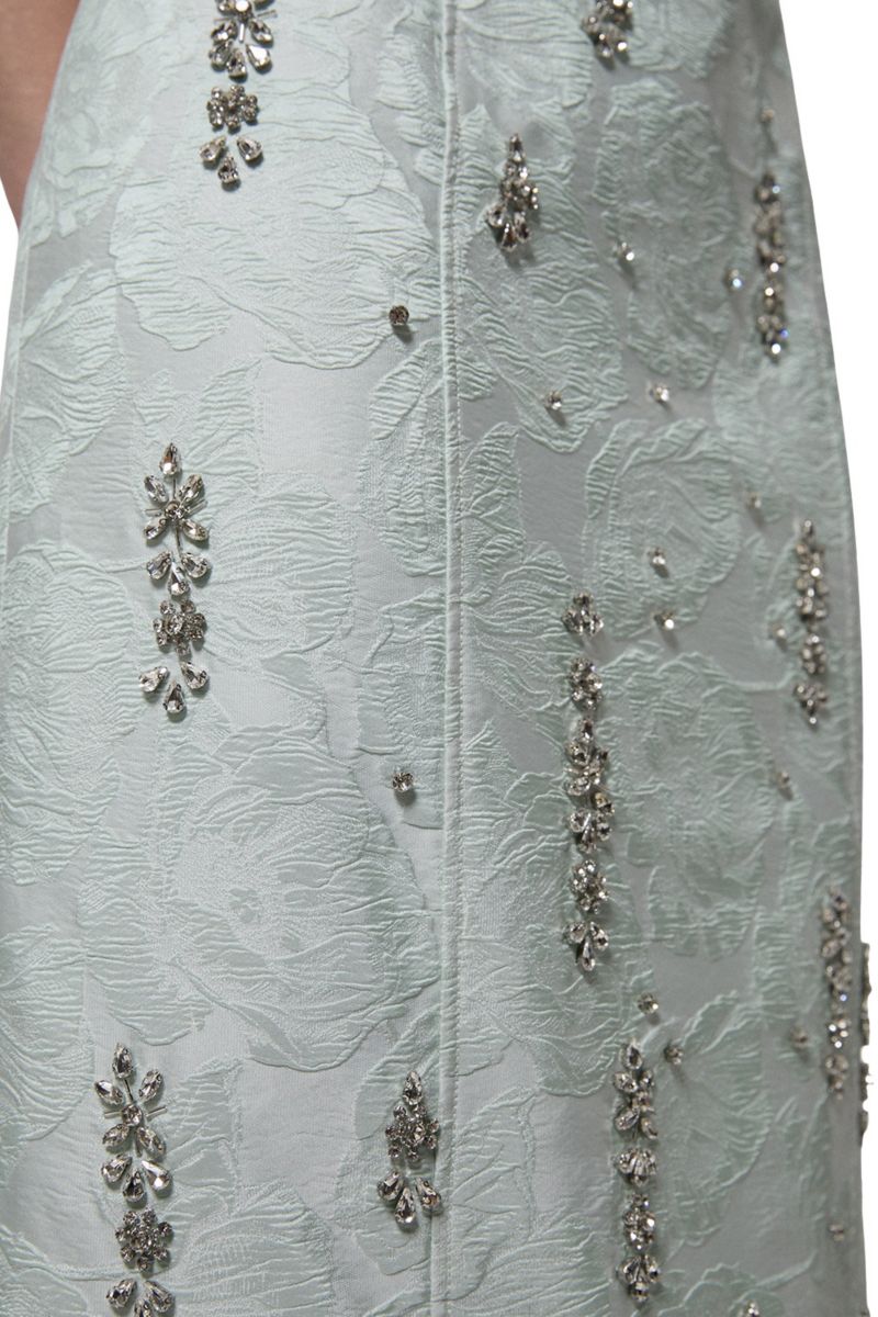 Crystal Embellished Strapless Midi Dress