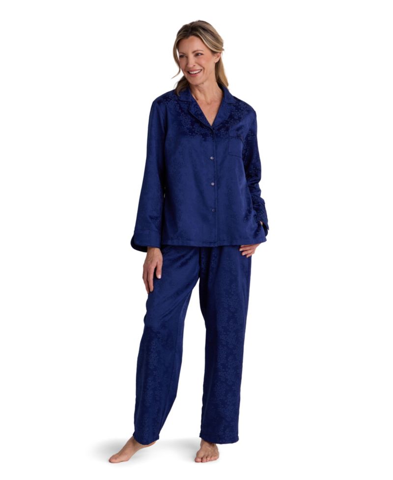Women's Brushed Back Satin Long-Sleeve Pajama Set