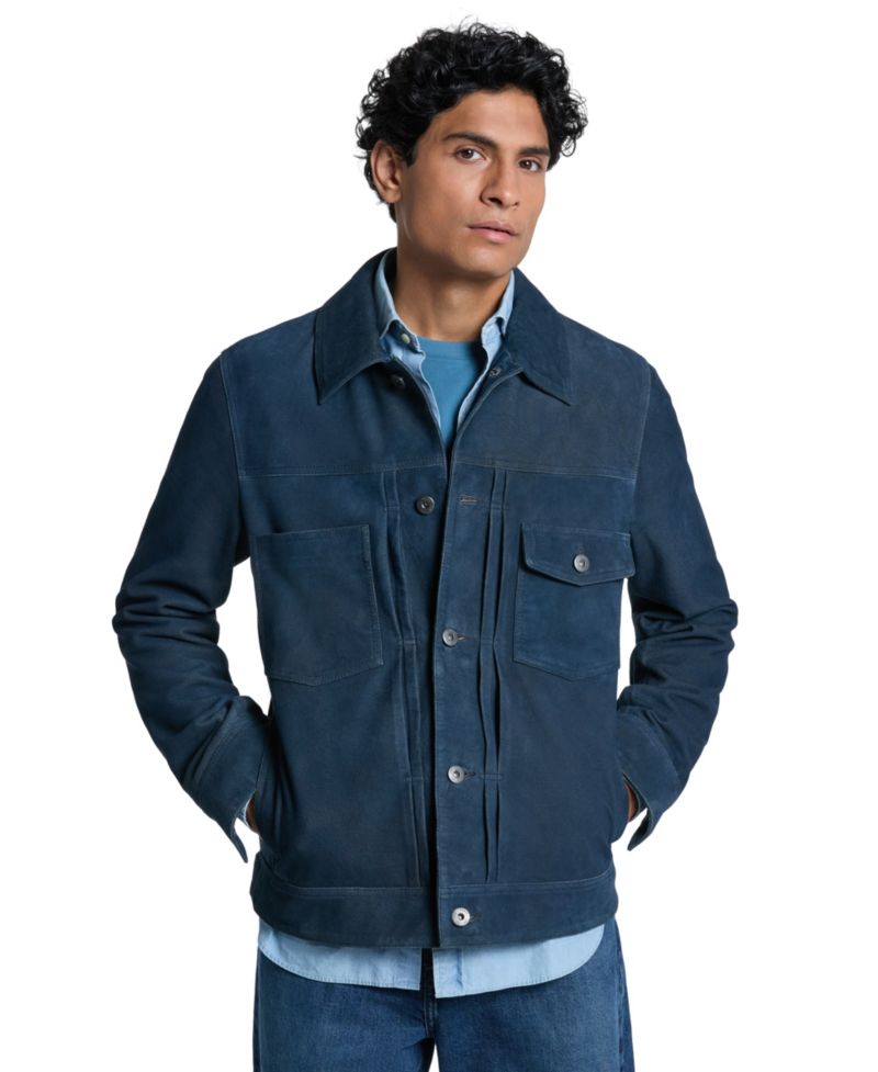 Men's Genuine Suede Trucker Jacket