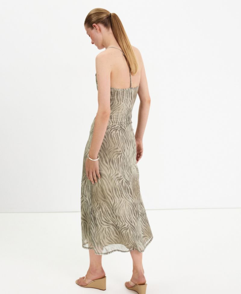 Women's Draped Zebra-Print Midi Dress