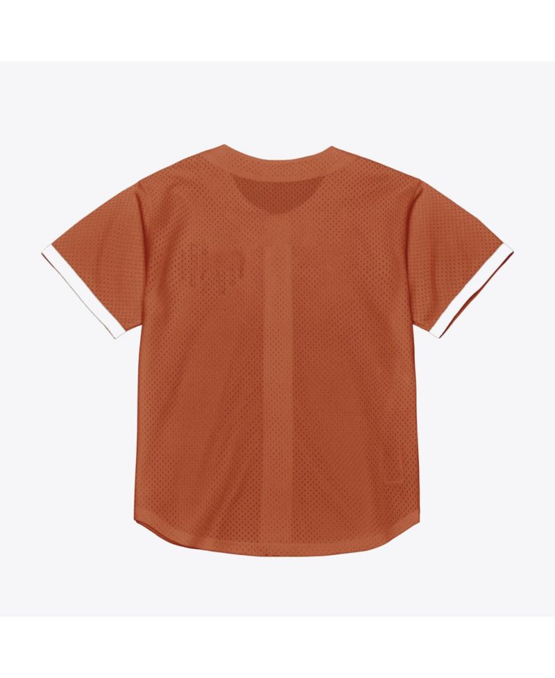 Men's Mitchell Ness Texas Orange Texas Longhorns Mesh Button-Up Batting Practice Baseball Jersey