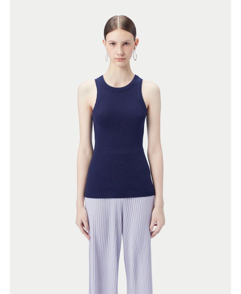 Women's 100% Ribbed Cotton Silk Cashmere Blend Tank Top