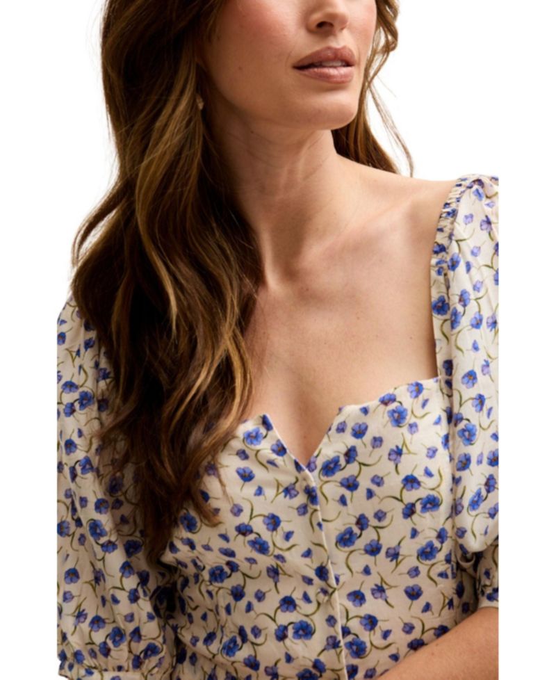 Women's April Button Front Floral Print Midi Dress