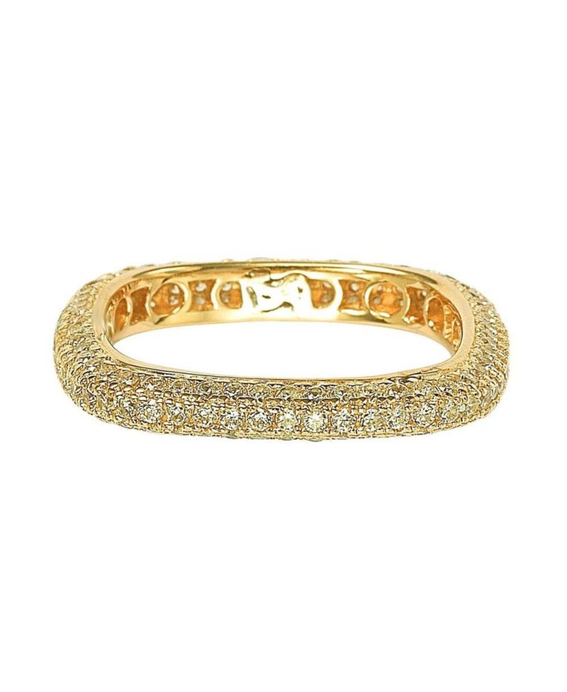 Suzy Levian Sterling Silver Cubic Zirconia Thin Modern Pave Square Eternity Band