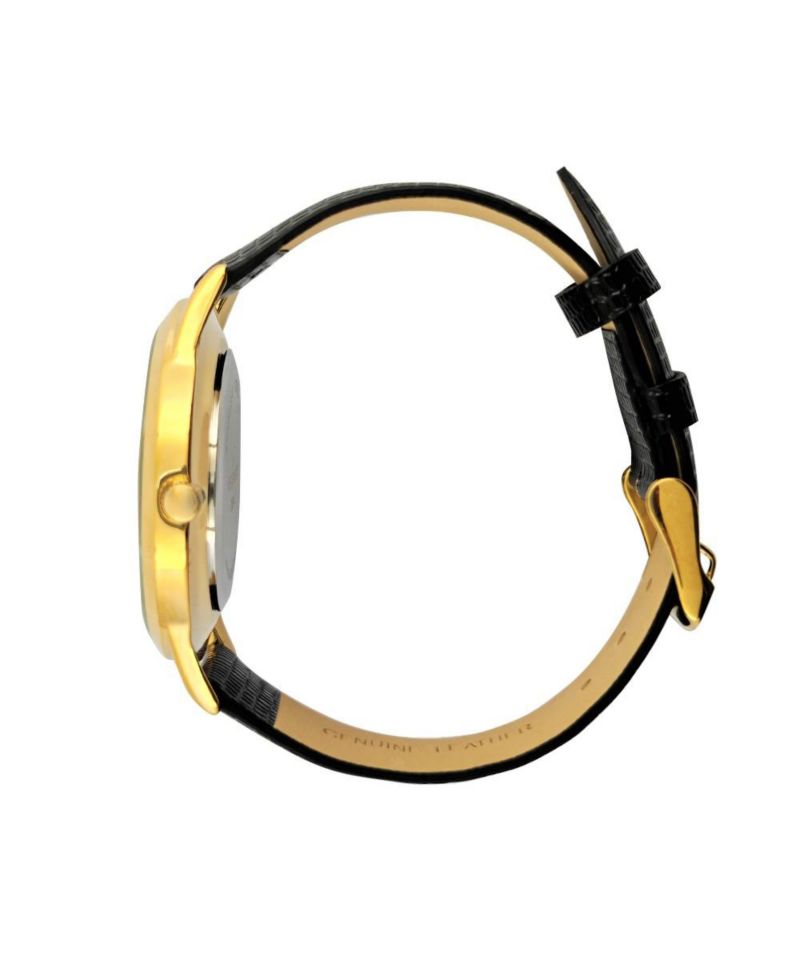 Men's 40mm Wafer Slim Round Gold-Plated Case Watch-Champagne