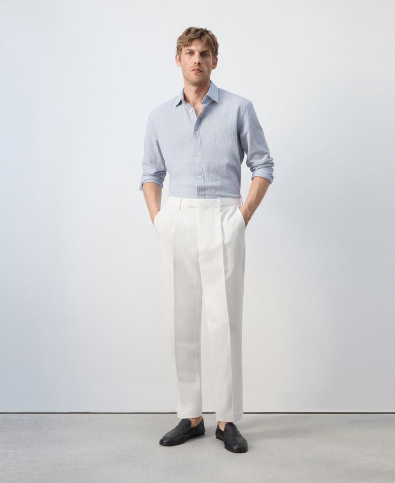 Men's Slim-Fit Lyocell-Linen-Blend Suit Pants