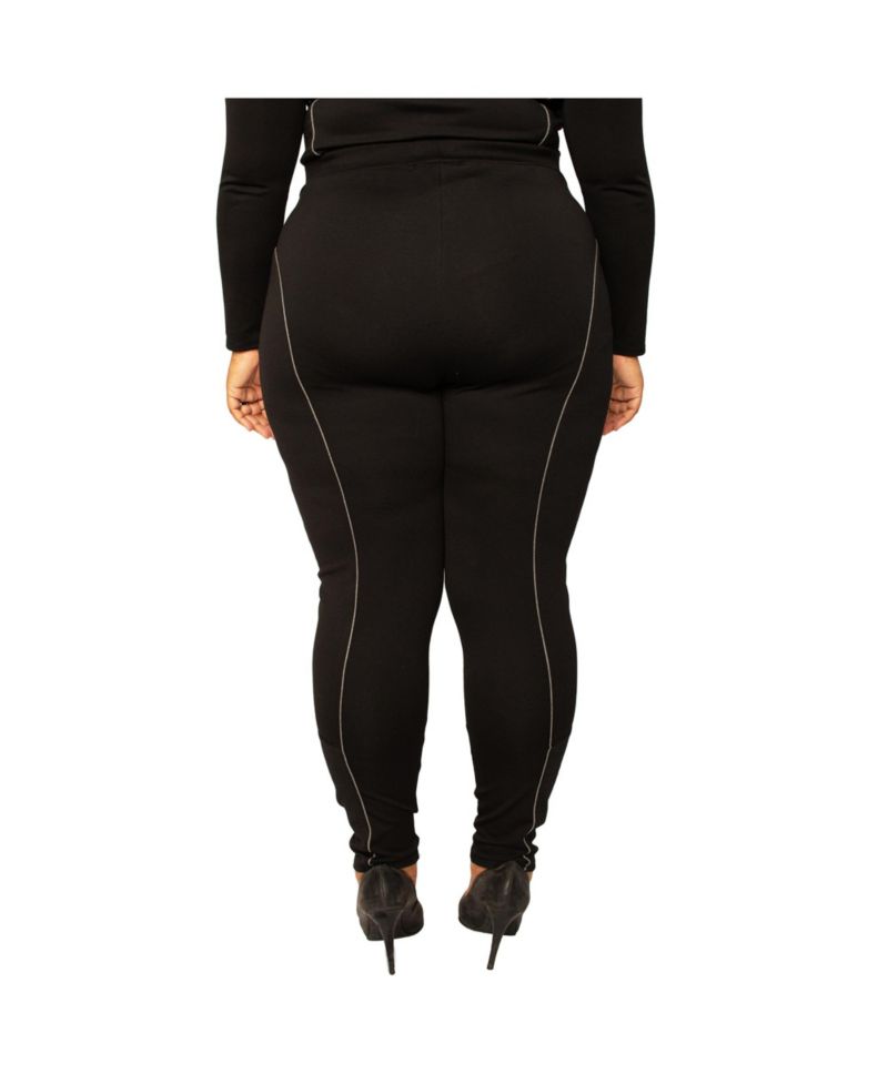 Plus Size High Rise Ponte Moto Style Leggings