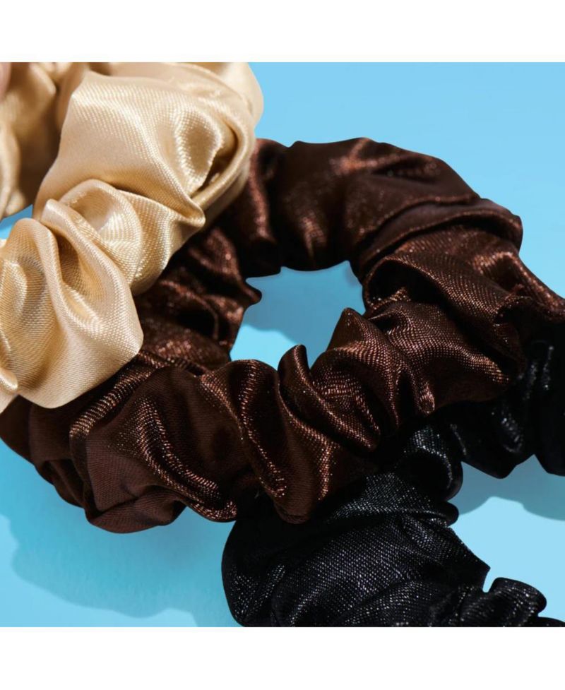 Medium Satin Scrunchies - Soft, No-Breakage Scrunchies - Perfect for Medium Hair and Bedtime Wear - 4 Pack