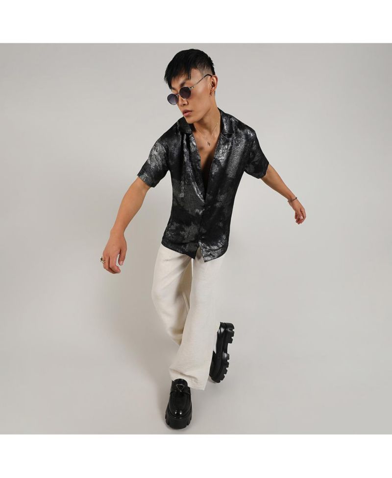 Men's Midnight Black & Chalice Silver Metallic Ombre Shirt
