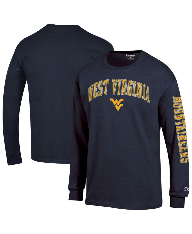 Men's Gold West Virginia Mountaineers Arch Over Logo 2-Hit Long Sleeve T-Shirt