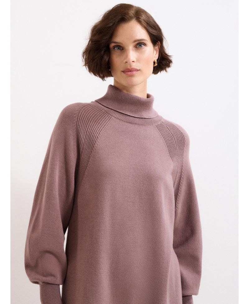 Women's Ellie Turtleneck Blouson-Sleeve Jumper Dress