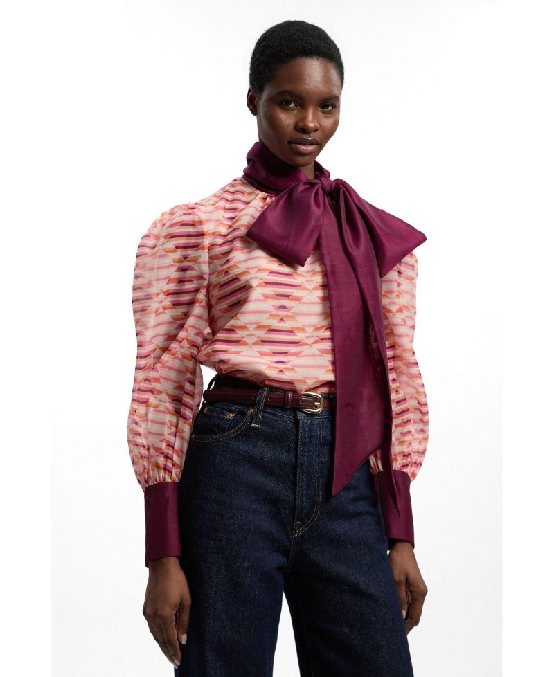Women's Long Sleeve Pussybow Blouse