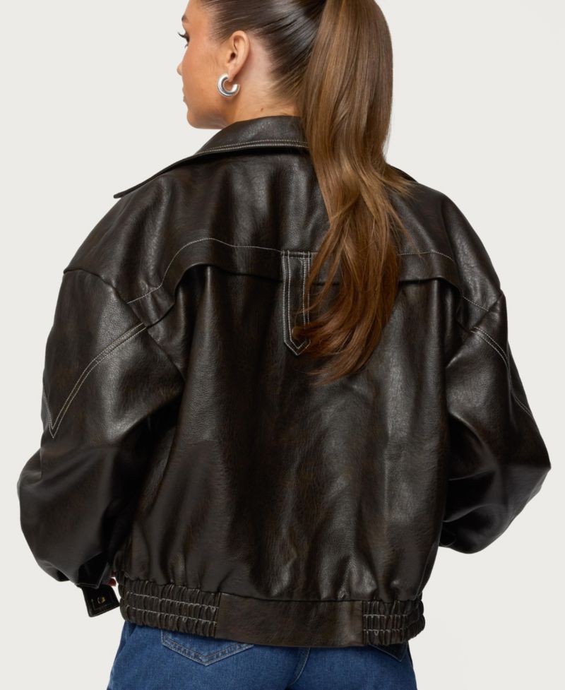 Women's Jaxson Oversized Faux Leather Bomber Jacket