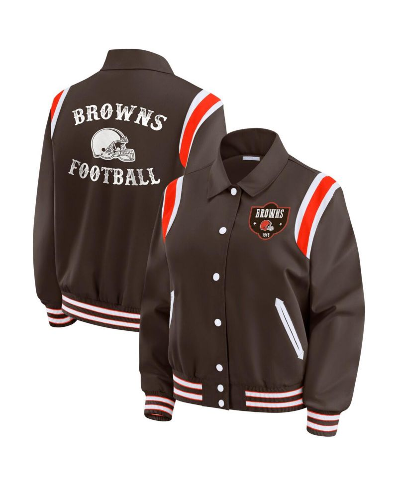 Women's Brown Cleveland Browns Varsity Lightweight Full-Snap Jacket