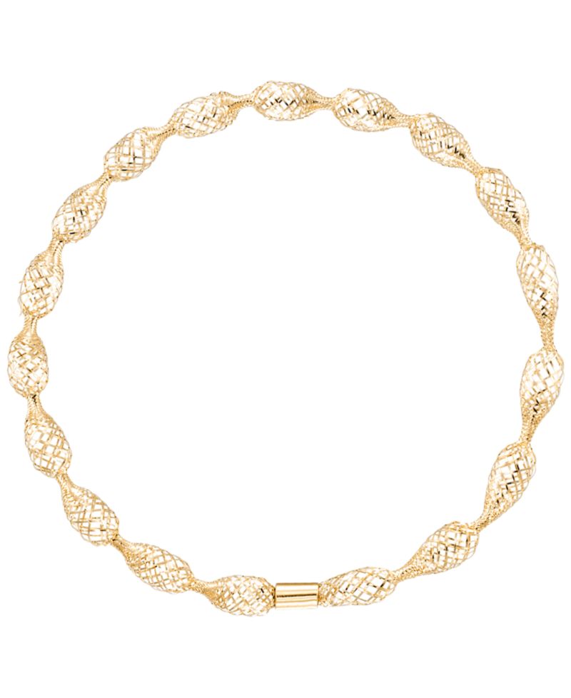Flexible Open Work Stretch Oval Bracelet in 10k Yellow Gold