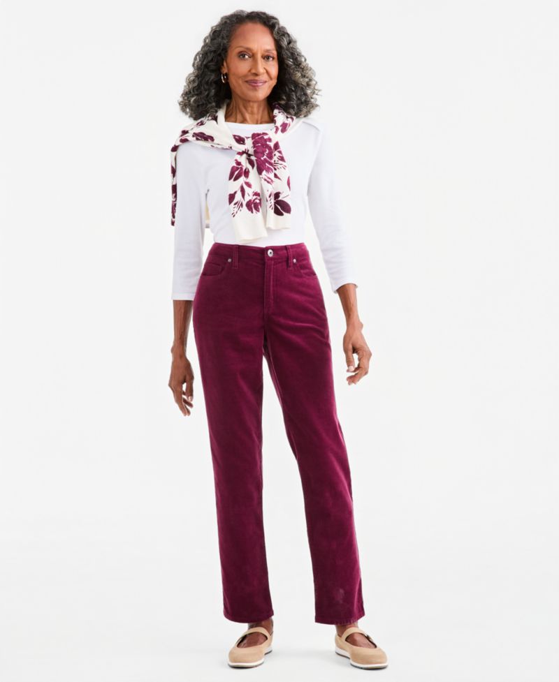 Women's High-Rise Straight Corduroy Jeans