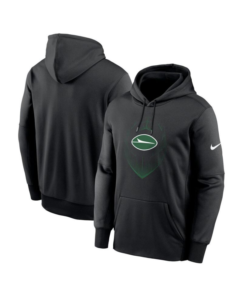 Men's Black New York Jets Icon Performance Pullover Hoodie