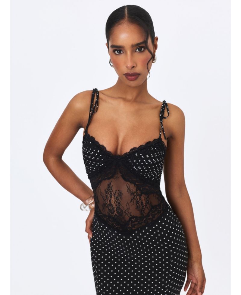 Women's Zehra Polka-Dot Lace Cutout Midi Dress