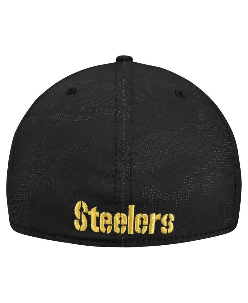 Men's Black Pittsburgh Steelers Tonal Camo 39THIRTY Stretch Fit Hat