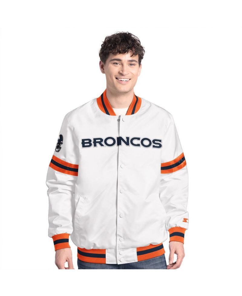 Men's White Denver Broncos Scout Full-Snap Varsity Jacket