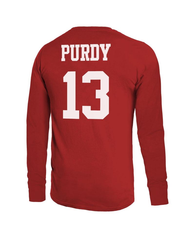Men's Brock Purdy Scarlet San Francisco 49ers Name & Number Long Sleeve T-Shirt