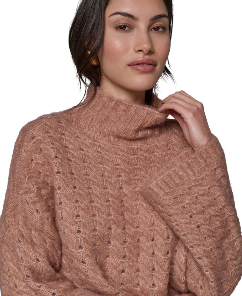 Women's Basket-Weave Knit Cable Sweater