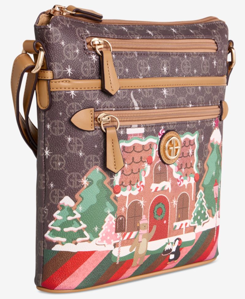 Gingerbread Bears North South Crossbody Bag