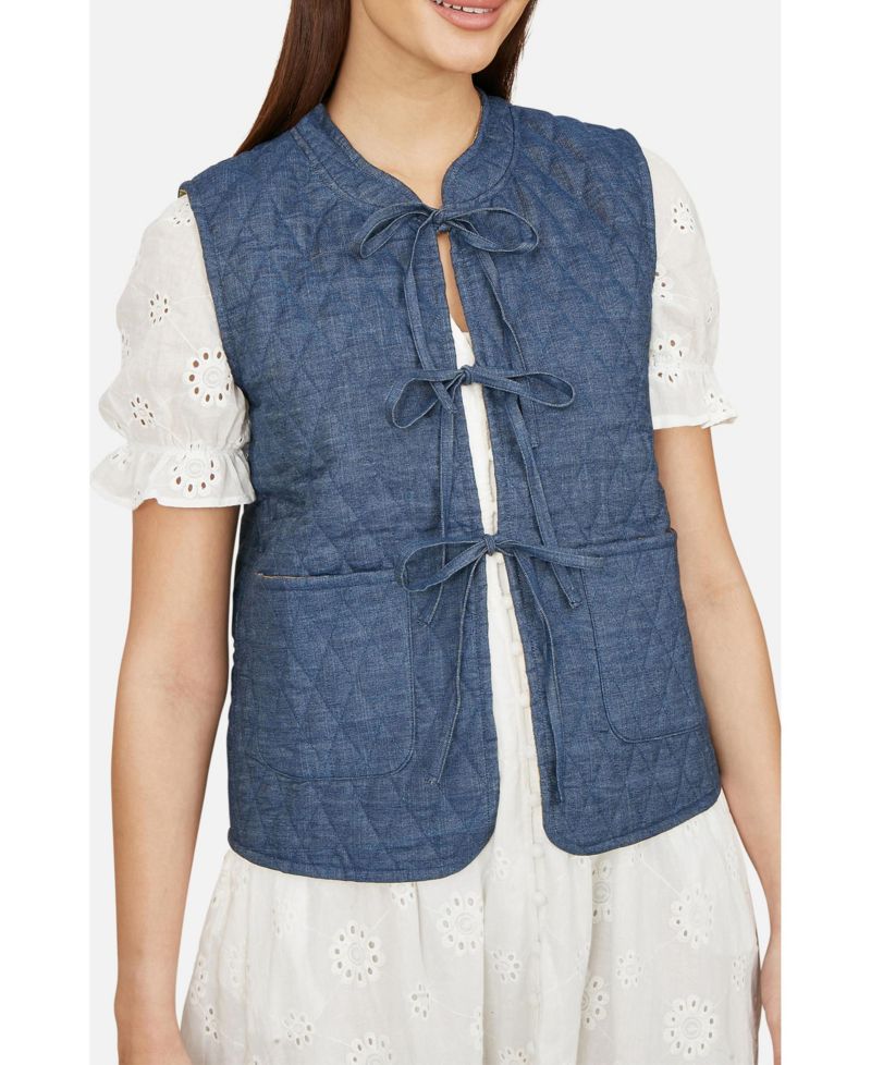 Women's Reversible Quilted Tie-Front Waistcoat