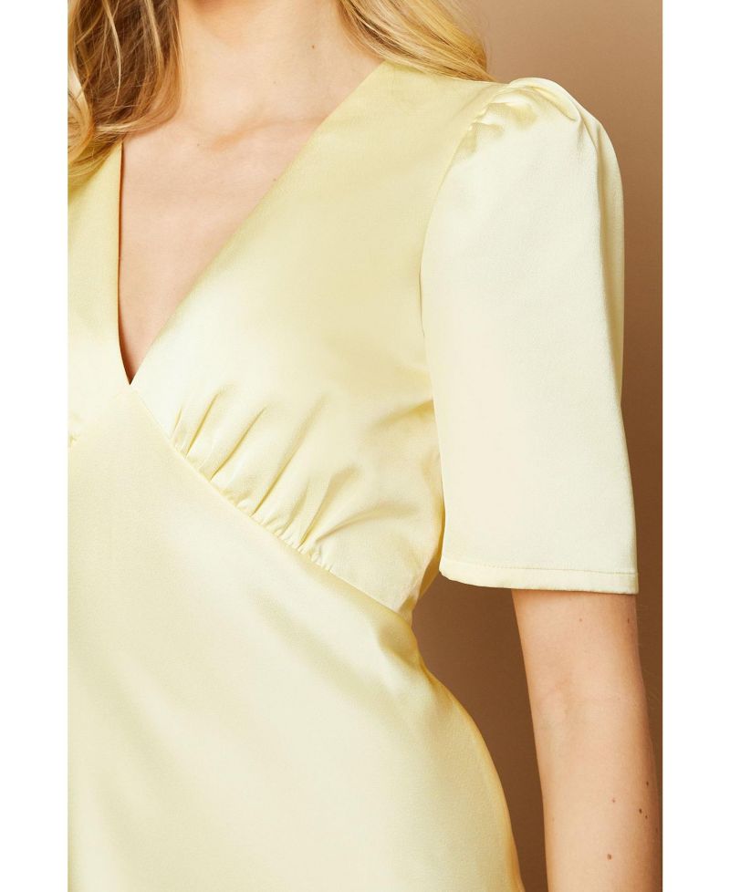 Women's Satin V-Neck Midi Dress