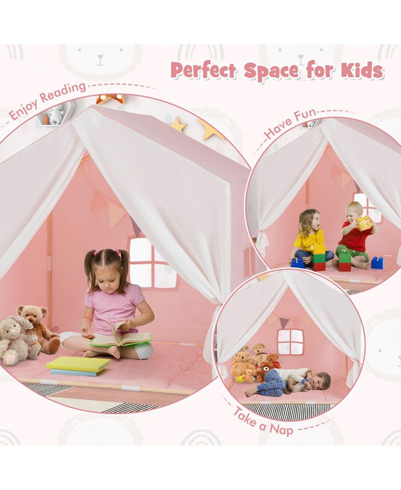 Indoor-Outdoor Play Tent with Washable Mat, 3-Piece Set
