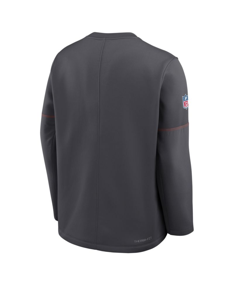 Men's Charcoal Cleveland Browns Sideline Coaches Team Present Midweight Therma-FIT Sweatshirt