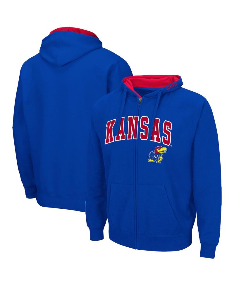 Men's Royal Kansas Jayhawks Arch & Logo 3.0 Full-Zip Hoodie