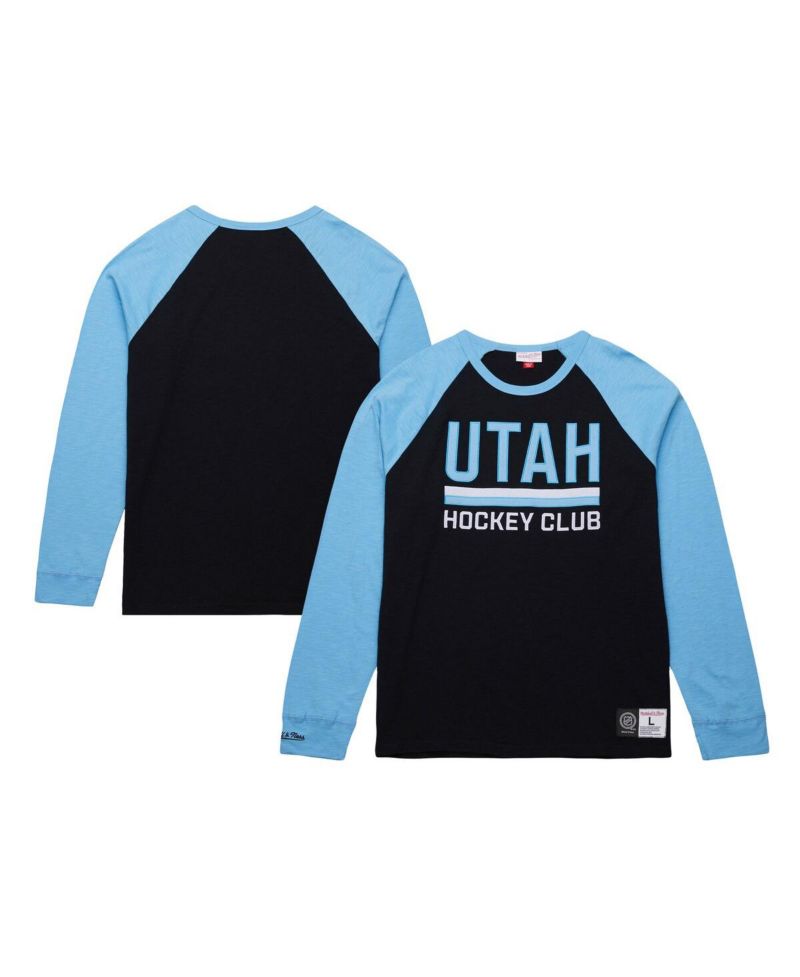 Men's Black/Light Blue Utah Mammoth Legendary Slub Long Sleeve Raglan T-Shirt