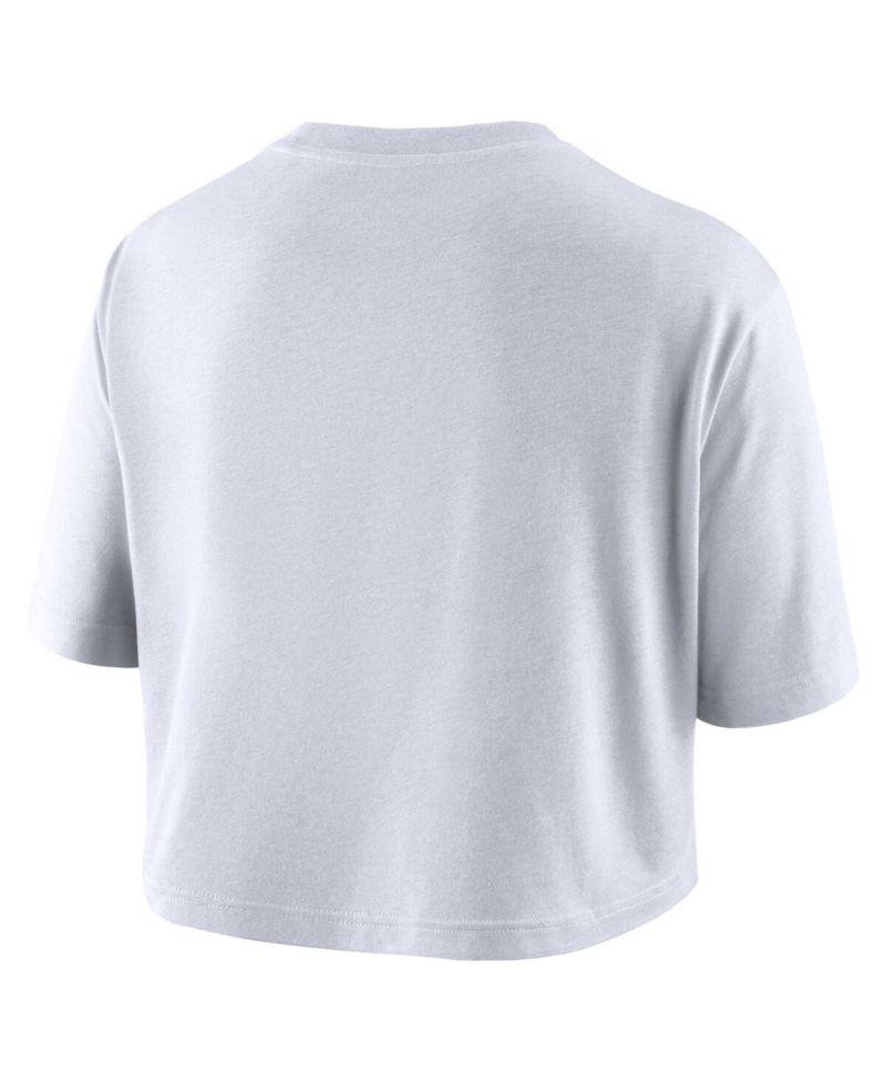 Women's White Indiana Fever Basketball Tonal Wordmark Cropped T-Shirt