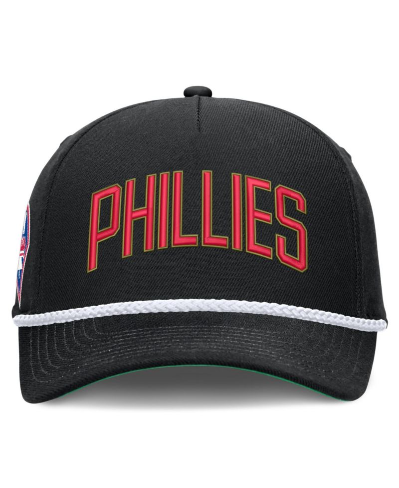 Men's Black Philadelphia Phillies Cooperstown Collection Rise Adjustable Hat