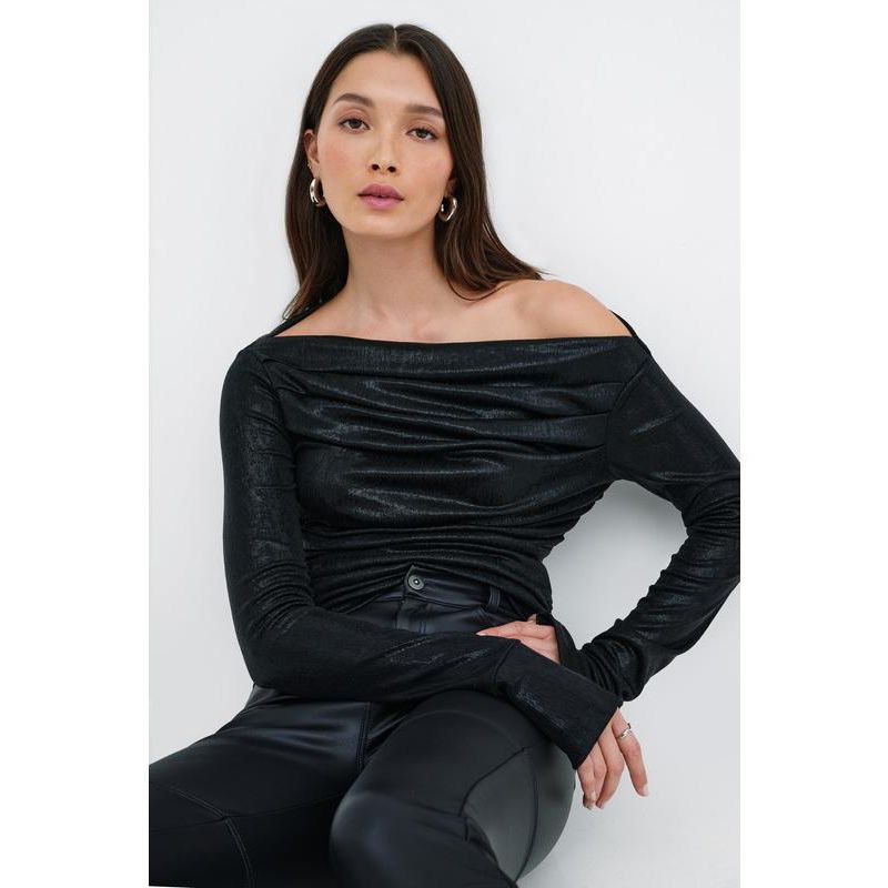 Women's Cooper Metallic Convertible Boat-Neck Draped Top