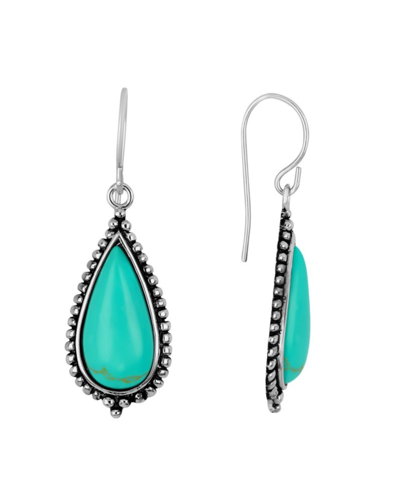Sterling Silver Turquoise Teardrop Earrings