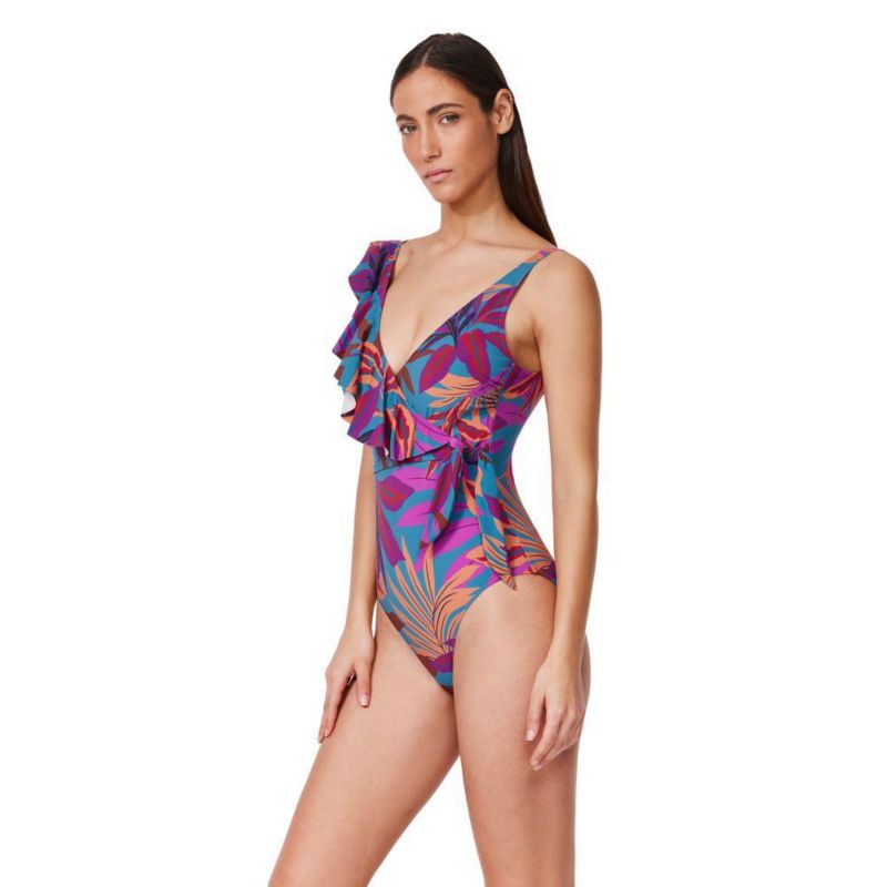 Women's Plantopia V-Neck Surplice Ruffle One Piece