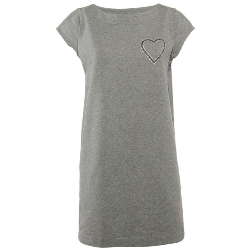 Women's Grey Logo Embellished Cotton Knit Mini Dress