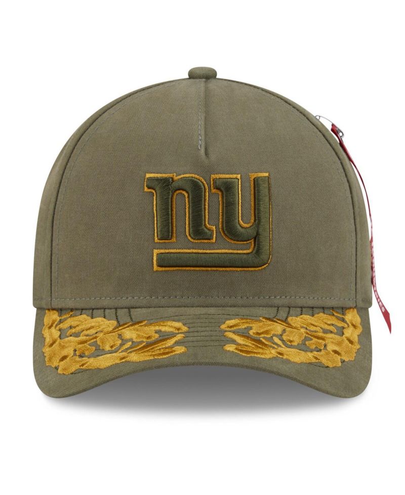 x Alpha Industries Men's Olive New York Giants A-Frame 9FORTY Adjustable Hat