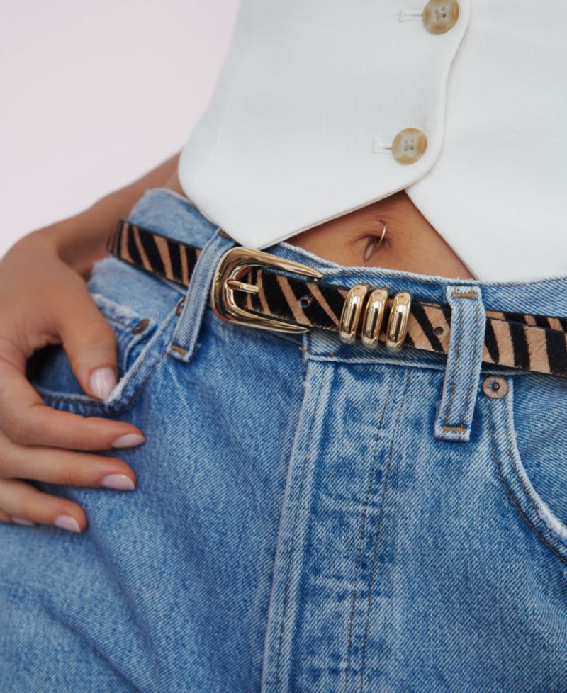 Tiger Print Skinny Belt