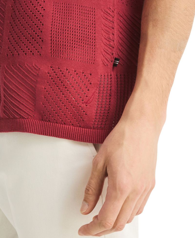Men's Open-Stitch Classic-Fit Buttoned Polo Sweater