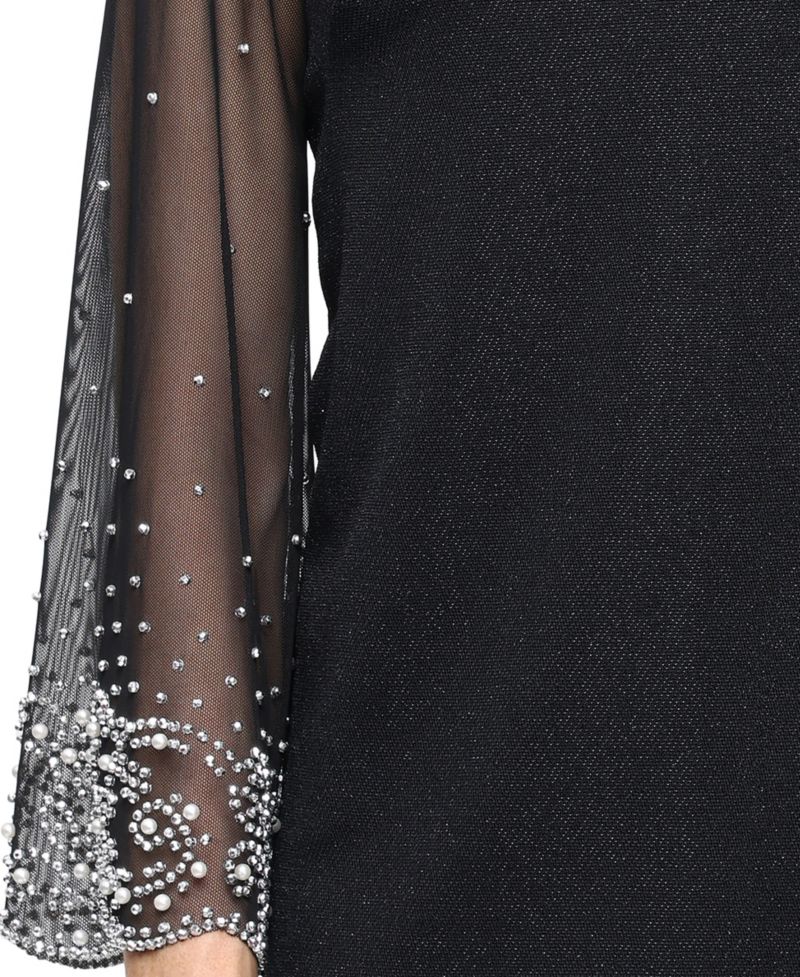 Women's Boat Neck Metallic Knit Top