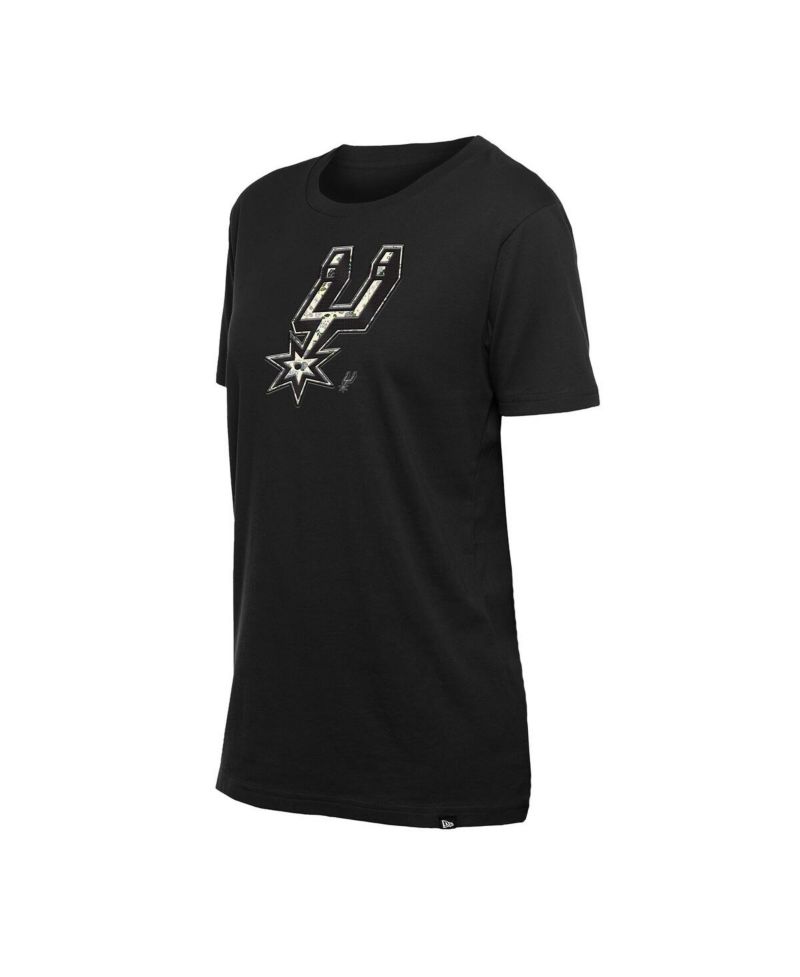 Women's Black San Antonio Spurs Glam Game Flower T-Shirt