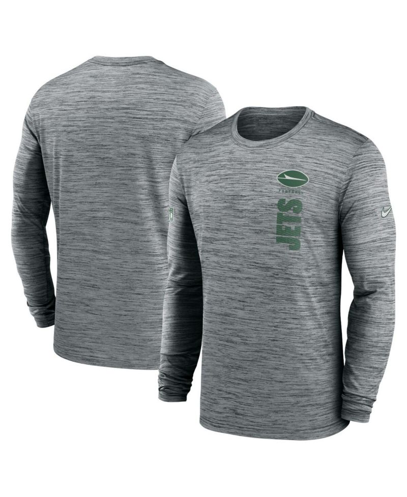 Men's Gray New York Jets 2024 Sideline Velocity Performance Long Sleeve T-Shirt