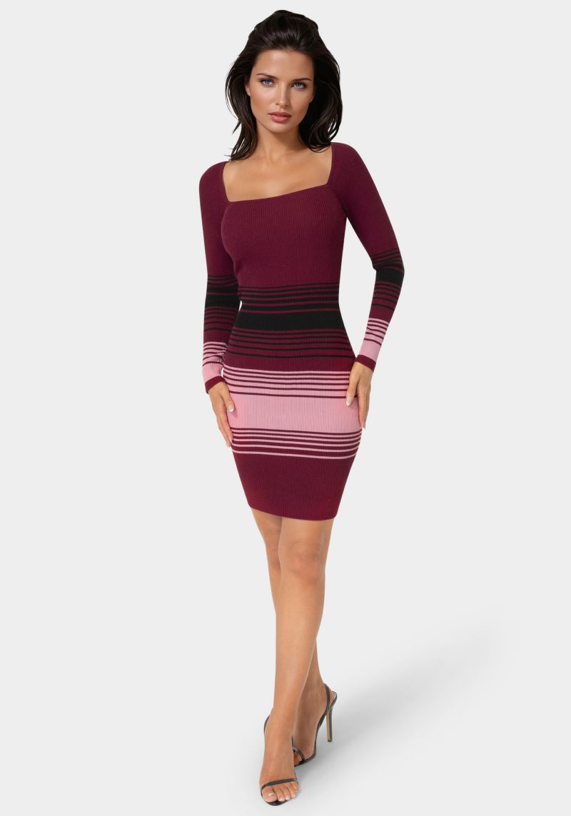 Women's Stripe Rib Sweater Dress