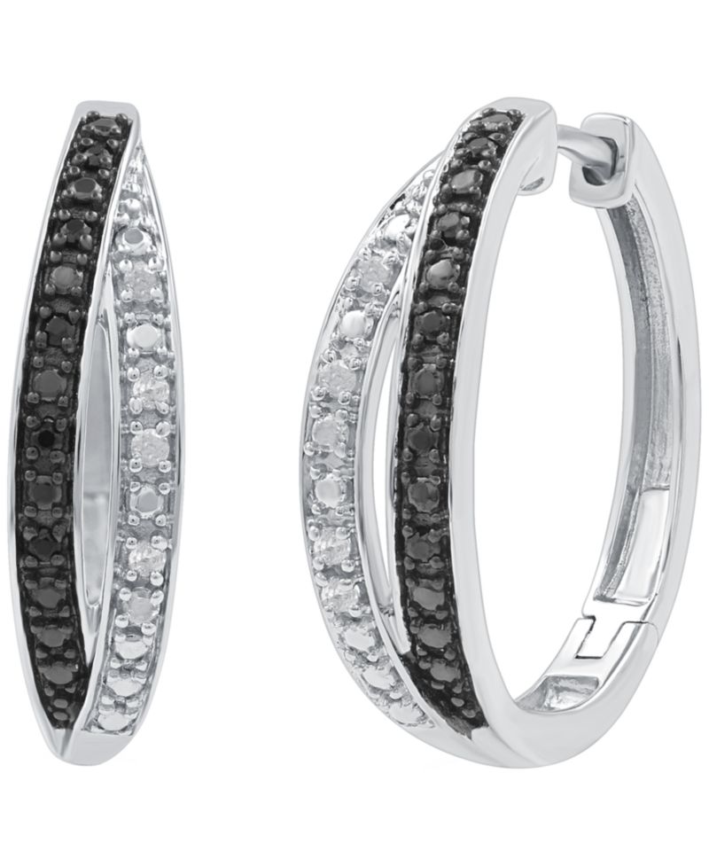Diamond Hoop Earrings (1/6 ct. t.w.) in Sterling Silver